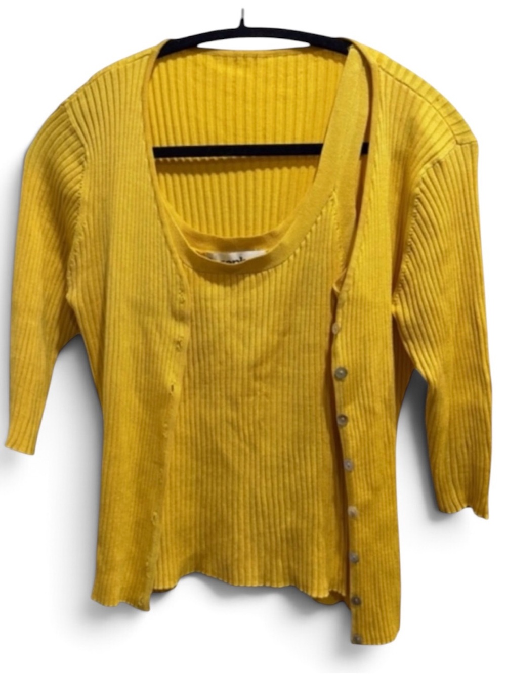 Joseph A Size Large Vibrant Yellow Ribbed Cardigan. 80% Silk.